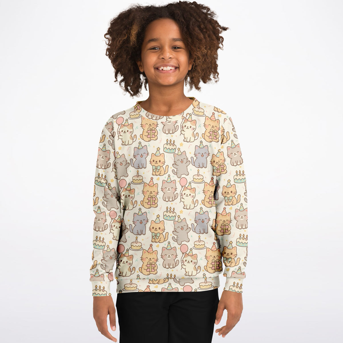 Kids Kitten Birthday Sweatshirt – Ultra Soft & Stretchy, Cozy Fleece or Lightweight Sports Fabric Sweatshirt – Ultra Soft & Stretchy, Cozy Fleece or Lightweight Sports Fabric