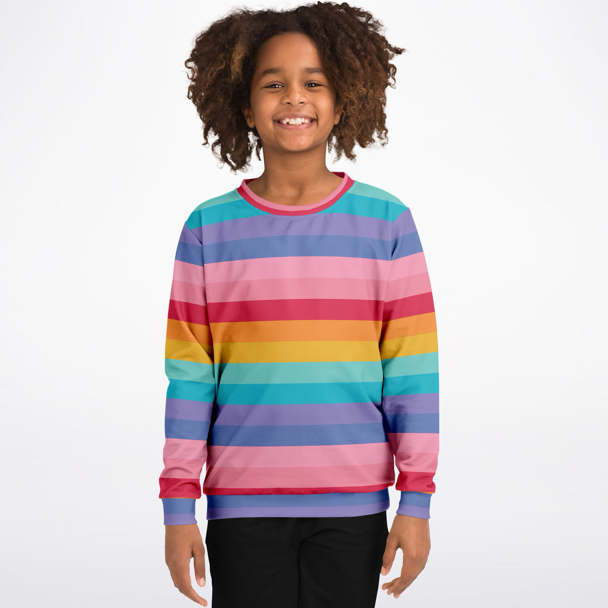 Girls Bright Striped Rainbow Sweatshirt – Ultra Soft & Stretchy, Cozy Fleece or Lightweight Sports Fabric Sweatshirt – Ultra Soft & Stretchy, Cozy Fleece or Lightweight Sports Fabric