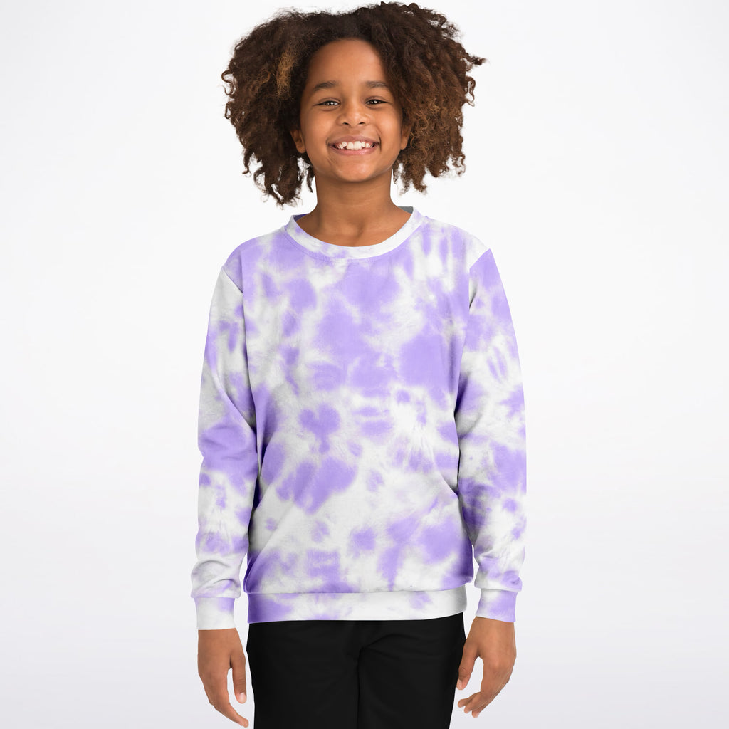 Kids Purple Tie Dye Sweatshirt – Ultra Soft & Stretchy, Cozy Fleece or Lightweight Sports Fabric Sweatshirt – Ultra Soft & Stretchy, Cozy Fleece or Lightweight Sports Fabric