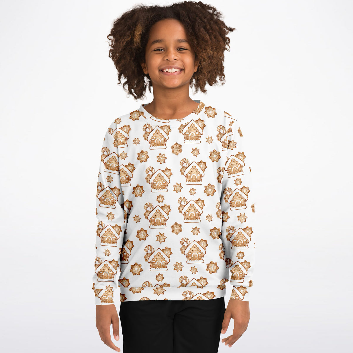 Kids Christmas Gingerbread House Sweatshirt – Ultra Soft & Stretchy, Cozy Fleece or Lightweight Sports Fabric Sweatshirt – Ultra Soft & Stretchy, Cozy Fleece or Lightweight Sports Fabric
