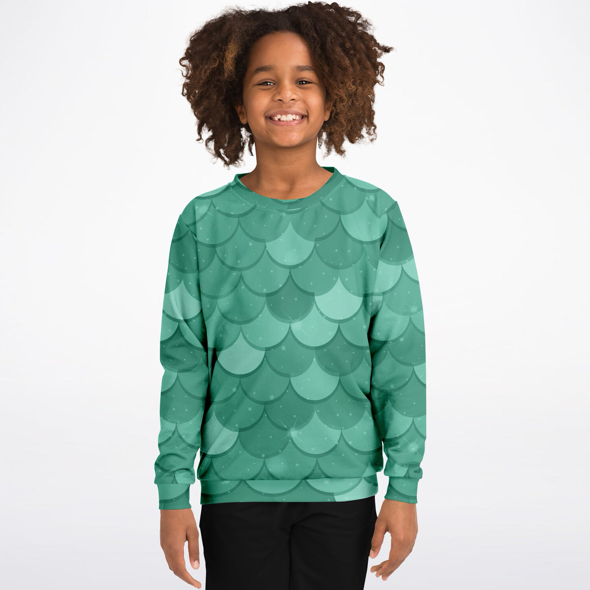 Girls Green Mermaid Sweatshirt – Ultra Soft & Stretchy, Cozy Fleece or Lightweight Sports Fabric Sweatshirt – Ultra Soft & Stretchy, Cozy Fleece or Lightweight Sports Fabric