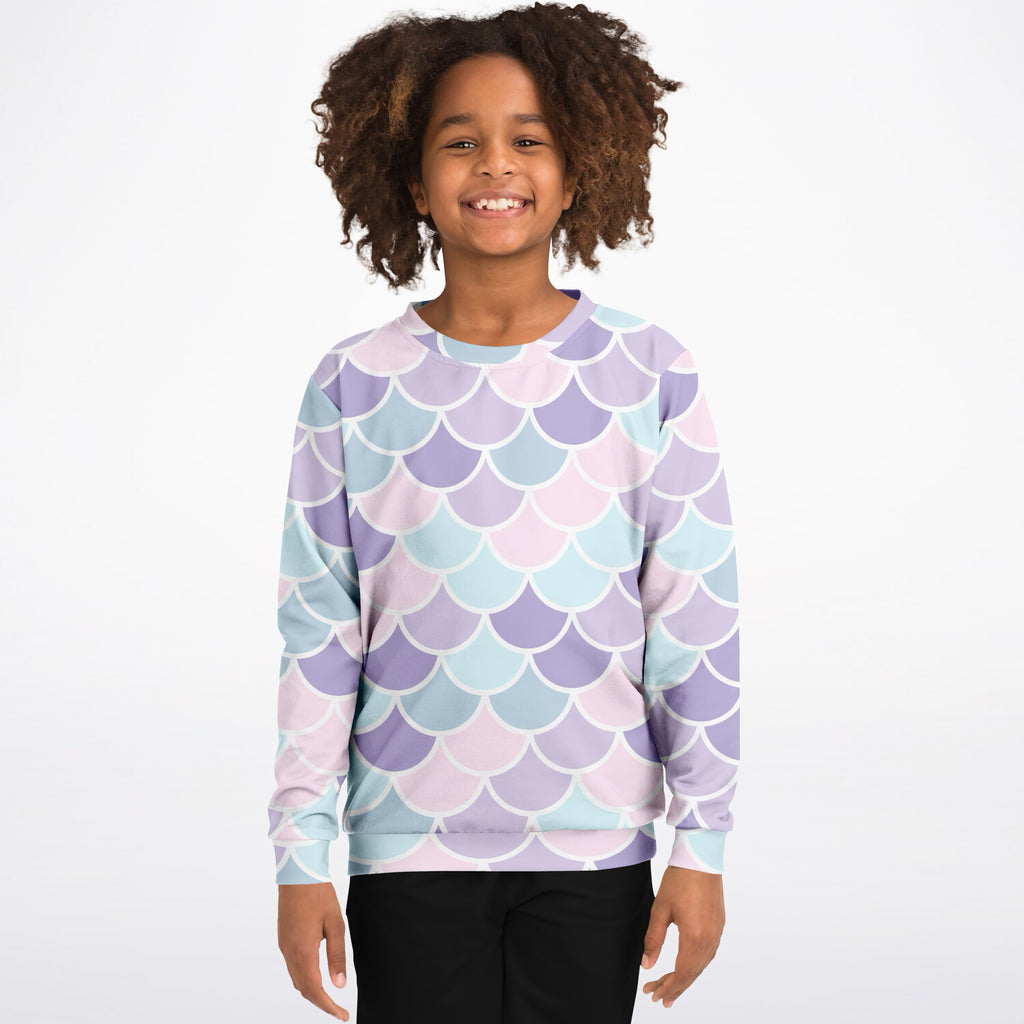 Girls Pastel Purple Mermaid Sweatshirt – Ultra Soft & Stretchy, Cozy Fleece or Lightweight Sports Fabric Sweatshirt – Ultra Soft & Stretchy, Cozy Fleece or Lightweight Sports Fabric