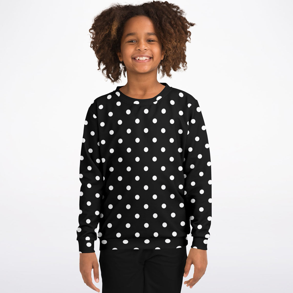 Kids Black Polka Dot Sweatshirt – Ultra Soft & Stretchy, Cozy Fleece or Lightweight Sports Fabric Sweatshirt – Ultra Soft & Stretchy, Cozy Fleece or Lightweight Sports Fabric
