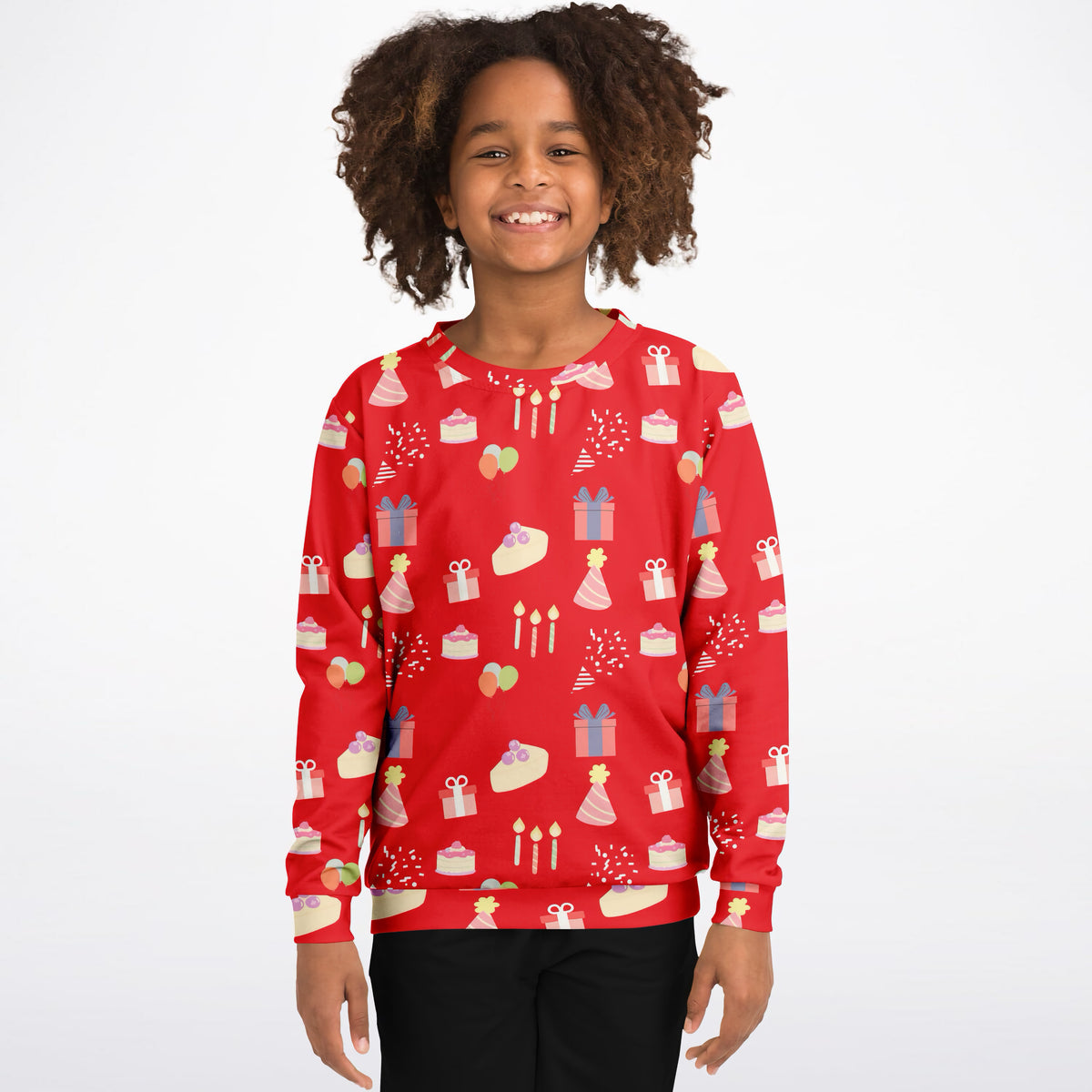 Kids Birthday Party Red Sweatshirt – Ultra Soft & Stretchy, Cozy Fleece or Lightweight Sports Fabric Sweatshirt – Ultra Soft & Stretchy, Cozy Fleece or Lightweight Sports Fabric