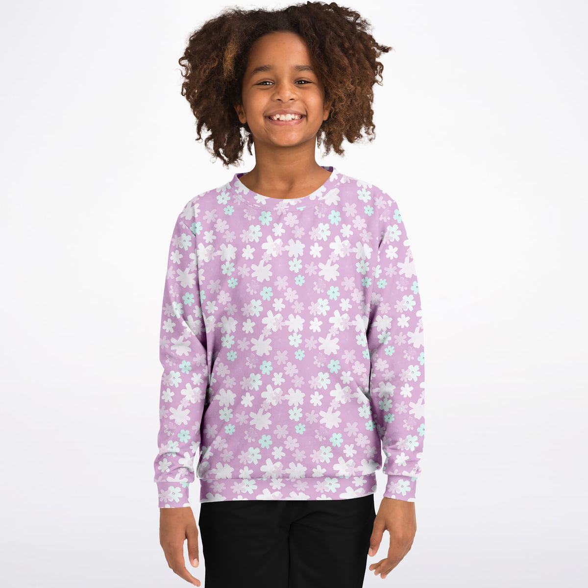 Girls Lavender Purple Floral Sweatshirt – Ultra Soft & Stretchy, Cozy Fleece or Lightweight Sports Fabric Sweatshirt – Ultra Soft & Stretchy, Cozy Fleece or Lightweight Sports Fabric