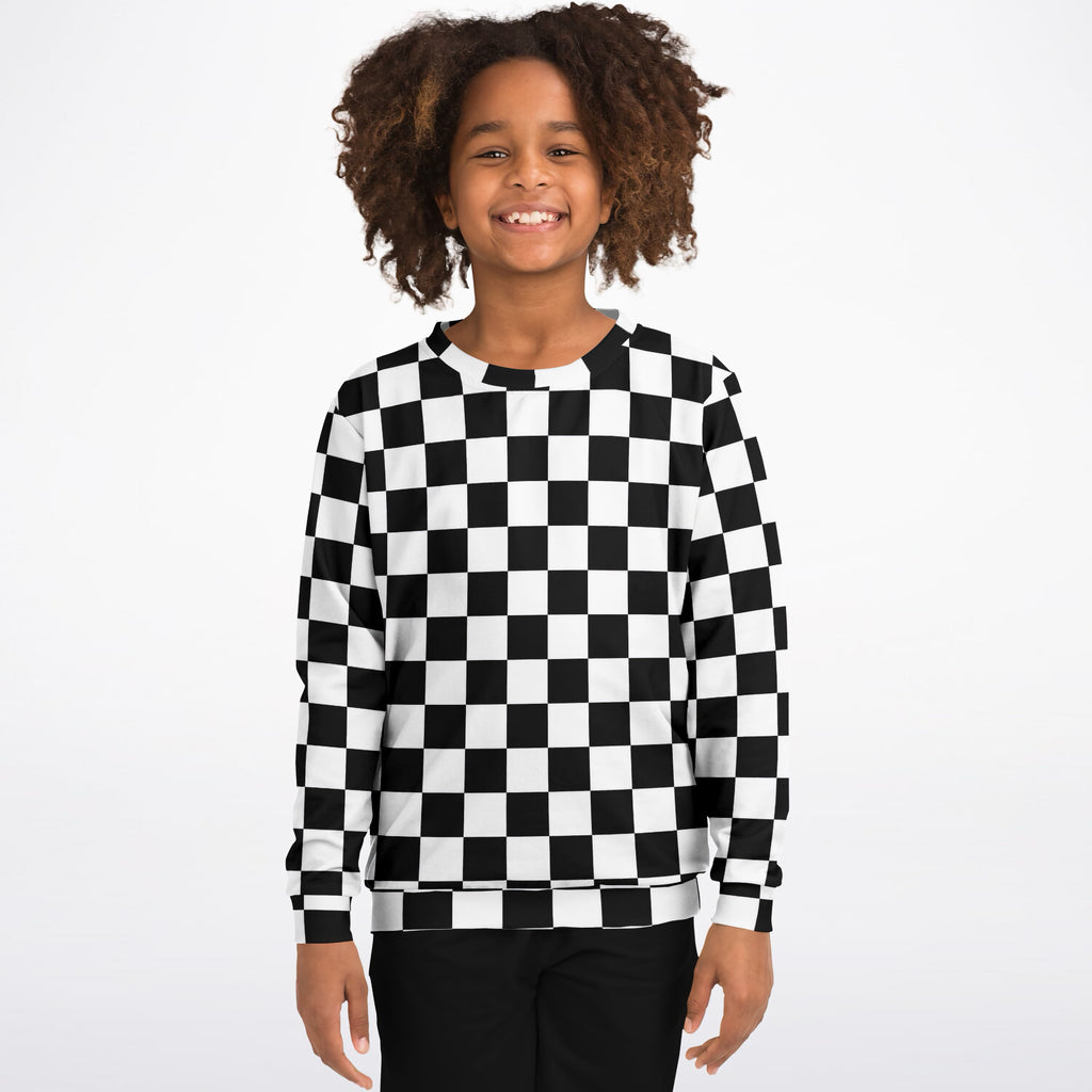 Kids Checkered Sweatshirt – Ultra Soft & Stretchy, Cozy Fleece or Lightweight Sports Fabric Sweatshirt – Ultra Soft & Stretchy, Cozy Fleece or Lightweight Sports Fabric
