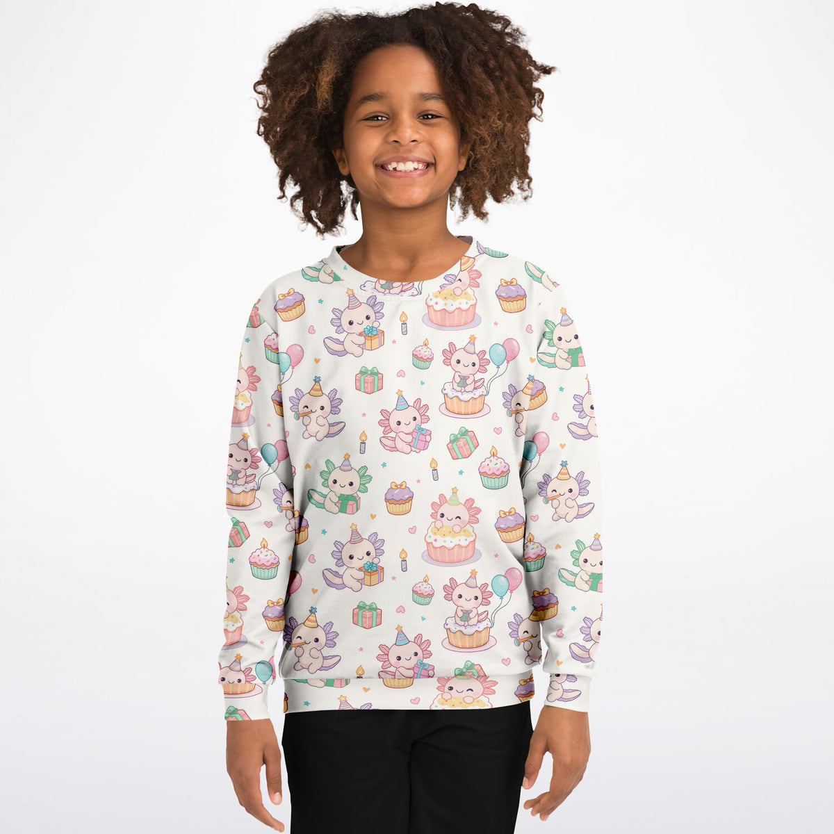 Kids Axolotl Birthday Sweatshirt – Ultra Soft & Stretchy, Cozy Fleece or Lightweight Sports Fabric Sweatshirt – Ultra Soft & Stretchy, Cozy Fleece or Lightweight Sports Fabric