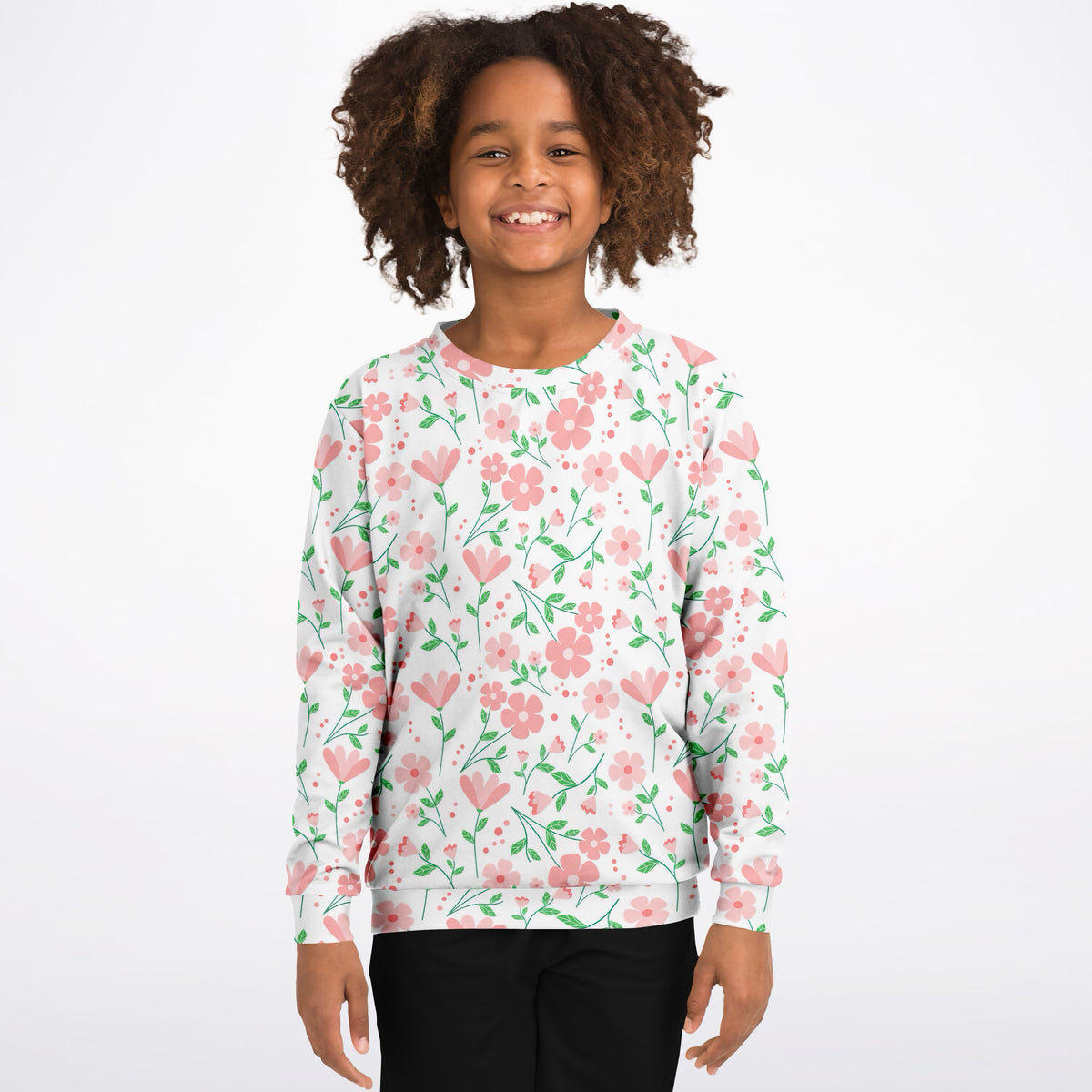Girls Pink Flower Petals Sweatshirt – Ultra Soft & Stretchy, Cozy Fleece or Lightweight Sports Fabric Sweatshirt – Ultra Soft & Stretchy, Cozy Fleece or Lightweight Sports Fabric