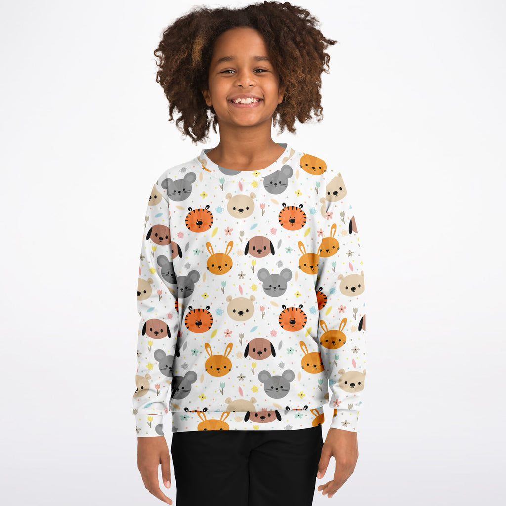 Kids Cute Animal Faces Sweatshirt – Ultra Soft & Stretchy, Cozy Fleece or Lightweight Sports Fabric Sweatshirt – Ultra Soft & Stretchy, Cozy Fleece or Lightweight Sports Fabric