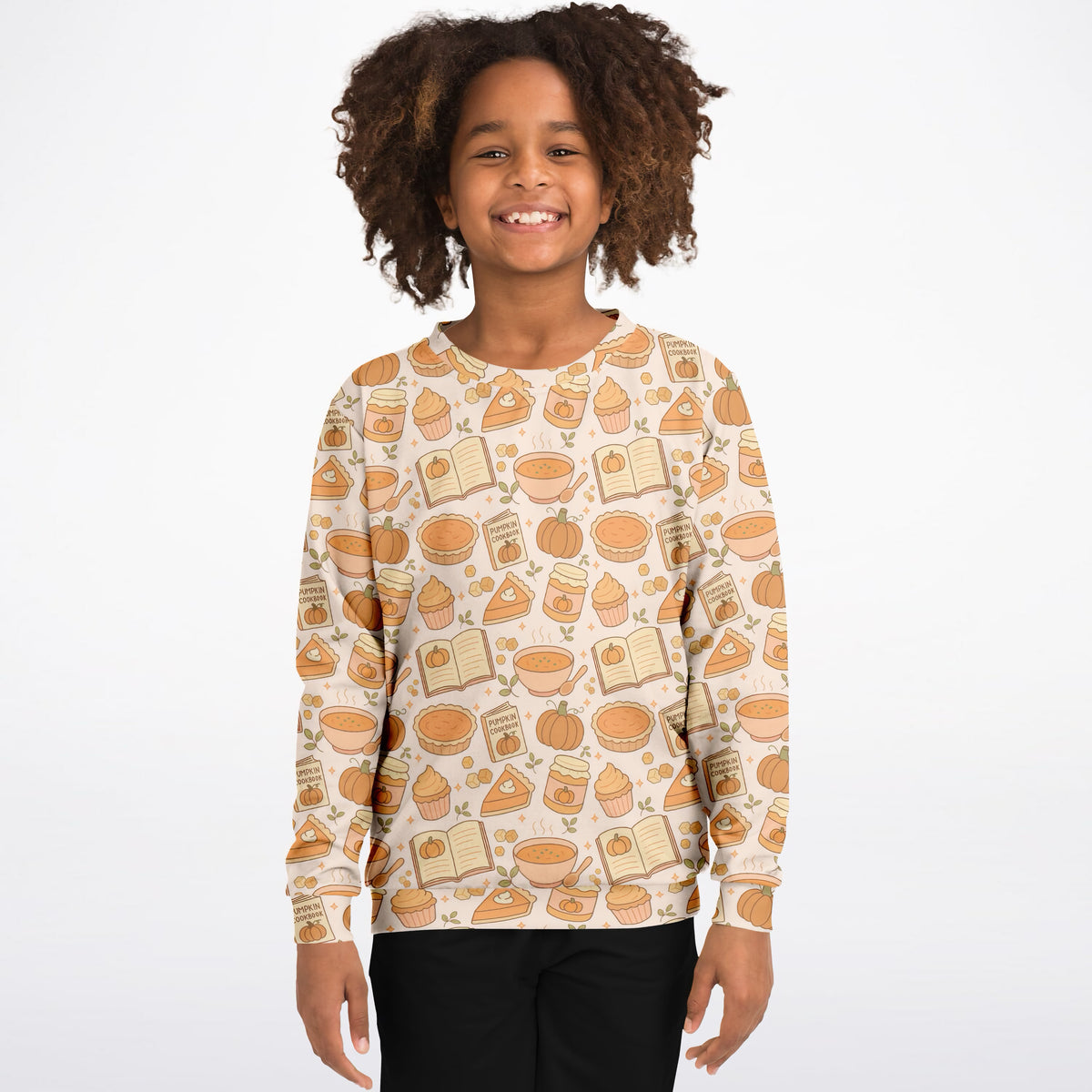 Kids Pumpkin Pie Themed Sweatshirt – Ultra Soft & Stretchy, Cozy Fleece or Lightweight Sports Fabric Sweatshirt – Ultra Soft & Stretchy, Cozy Fleece or Lightweight Sports Fabric