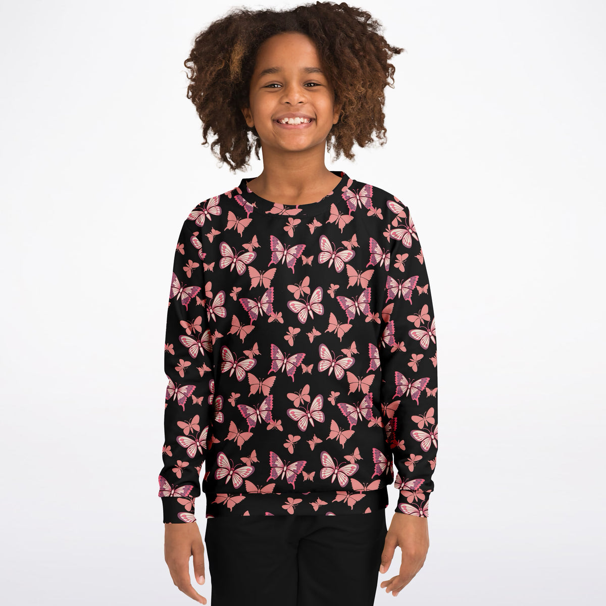 Girls Vibrant Pink Butterfly Sweatshirt – Ultra Soft & Stretchy, Cozy Fleece or Lightweight Sports Fabric Sweatshirt – Ultra Soft & Stretchy, Cozy Fleece or Lightweight Sports Fabric