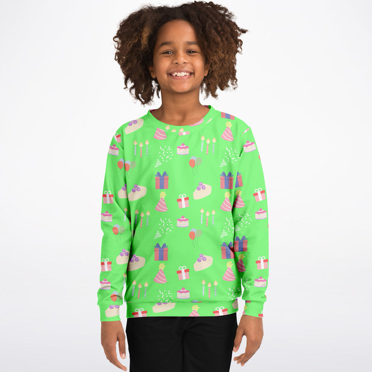 Kids Birthday Party Green Sweatshirt – Ultra Soft & Stretchy, Cozy Fleece or Lightweight Sports Fabric Sweatshirt – Ultra Soft & Stretchy, Cozy Fleece or Lightweight Sports Fabric