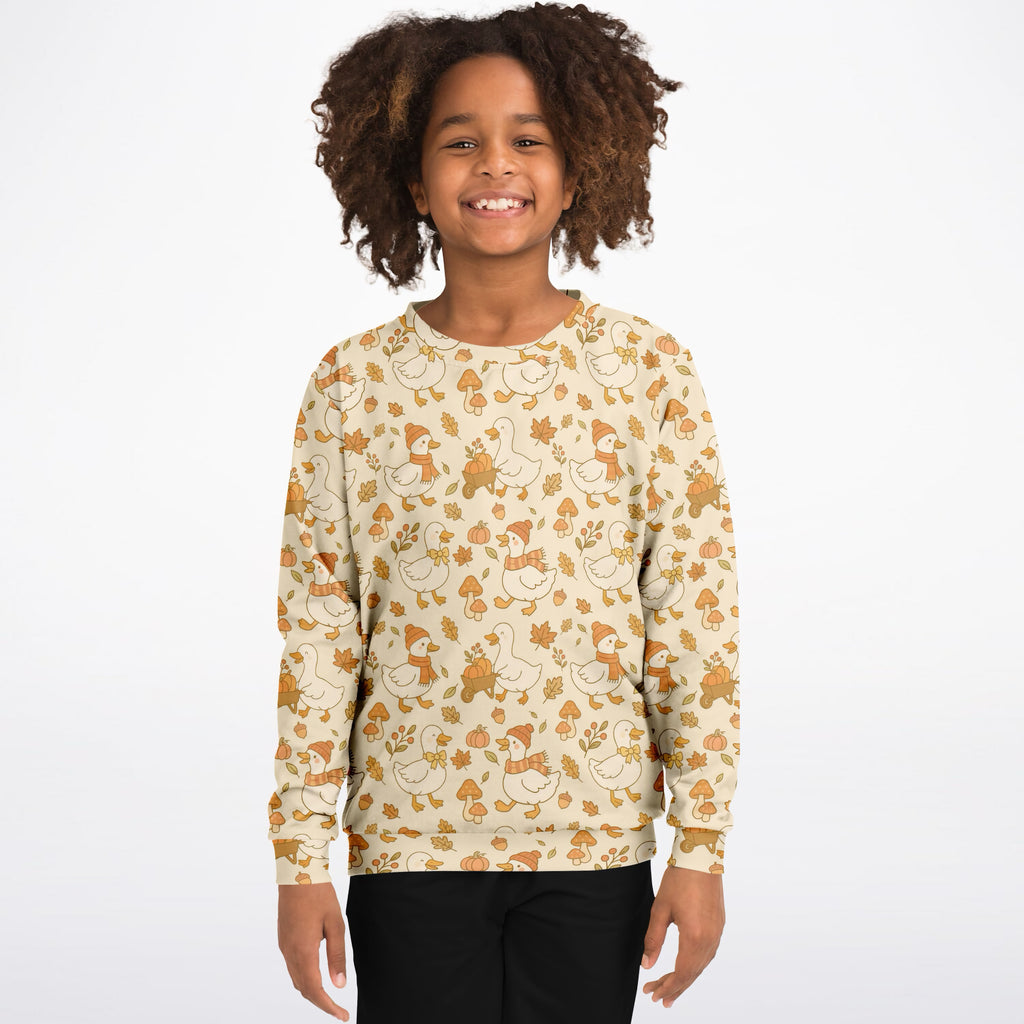 Kids Autumn Duck Sweatshirt – Ultra Soft & Stretchy, Cozy Fleece or Lightweight Sports Fabric Sweatshirt – Ultra Soft & Stretchy, Cozy Fleece or Lightweight Sports Fabric