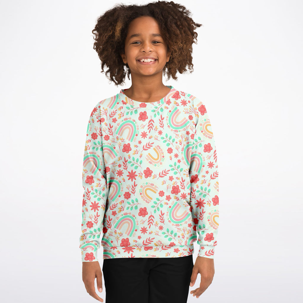 Kids Boho Rainbow Sweatshirt – Ultra Soft & Stretchy, Cozy Fleece or Lightweight Sports Fabric Sweatshirt – Ultra Soft & Stretchy, Cozy Fleece or Lightweight Sports Fabric