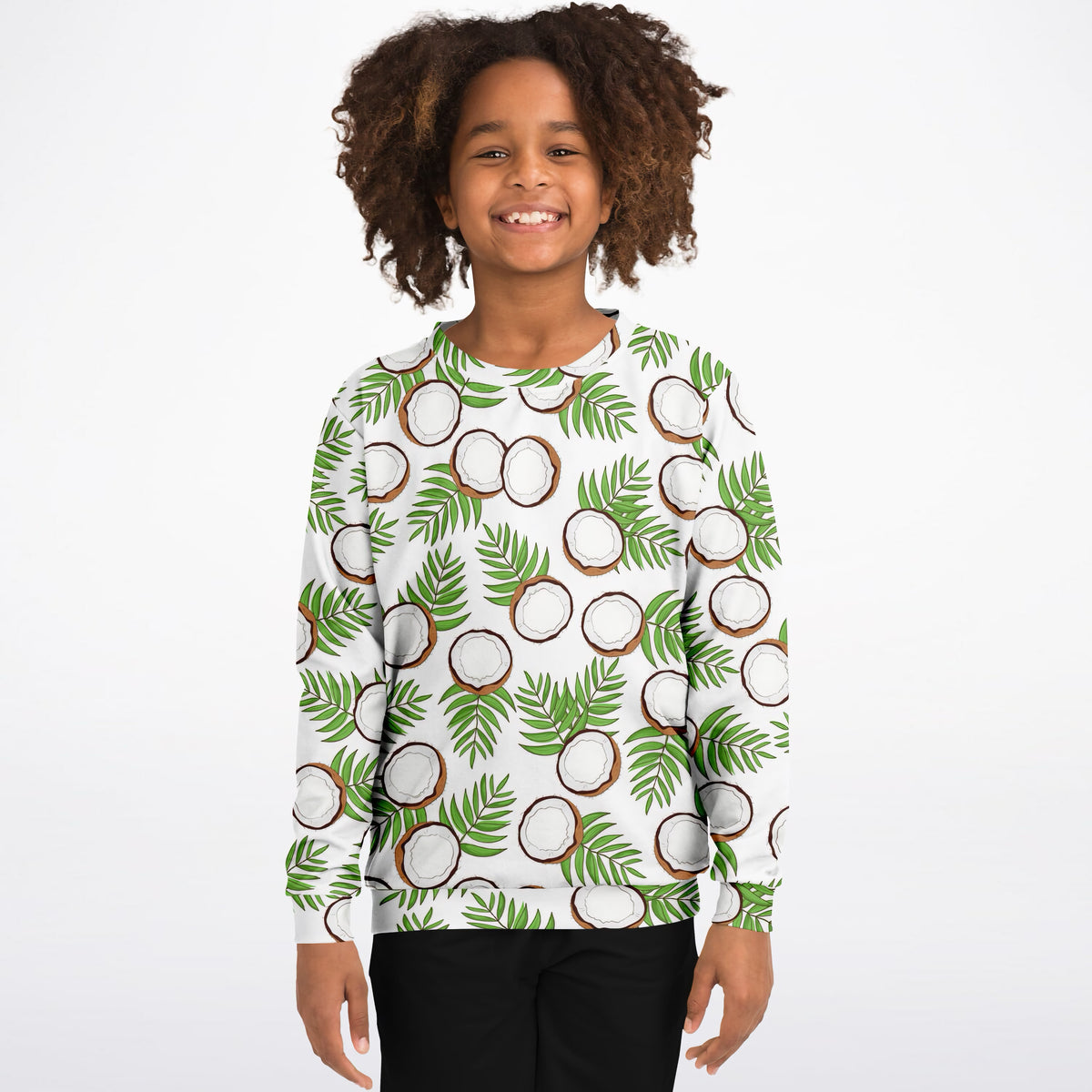 Kids Tropical Coconut Sweatshirt – Ultra Soft & Stretchy, Cozy Fleece or Lightweight Sports Fabric Sweatshirt – Ultra Soft & Stretchy, Cozy Fleece or Lightweight Sports Fabric