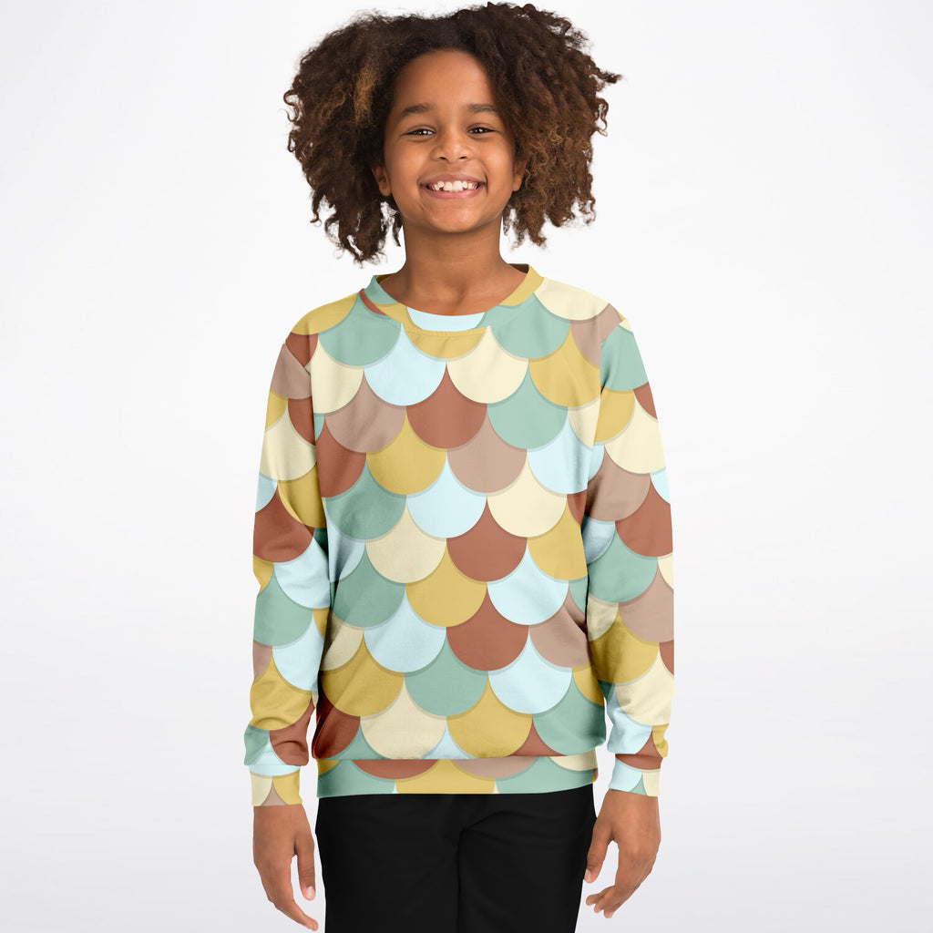 Girls Aqua Mermaid Scales Sweatshirt – Ultra Soft & Stretchy, Cozy Fleece or Lightweight Sports Fabric Sweatshirt – Ultra Soft & Stretchy, Cozy Fleece or Lightweight Sports Fabric