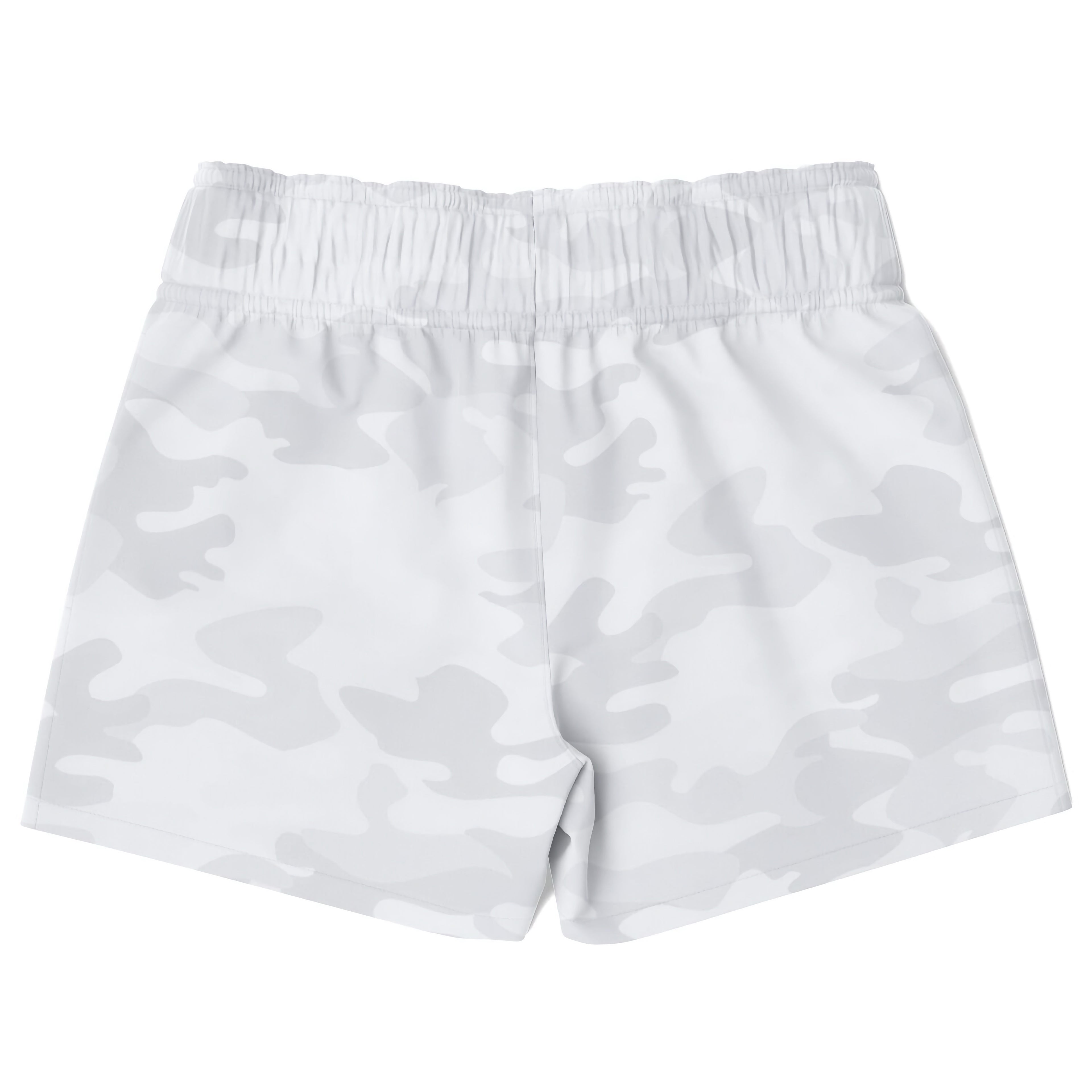 Boys white camouflage quick drying swim trunks with elastic waistband in white camo pattern