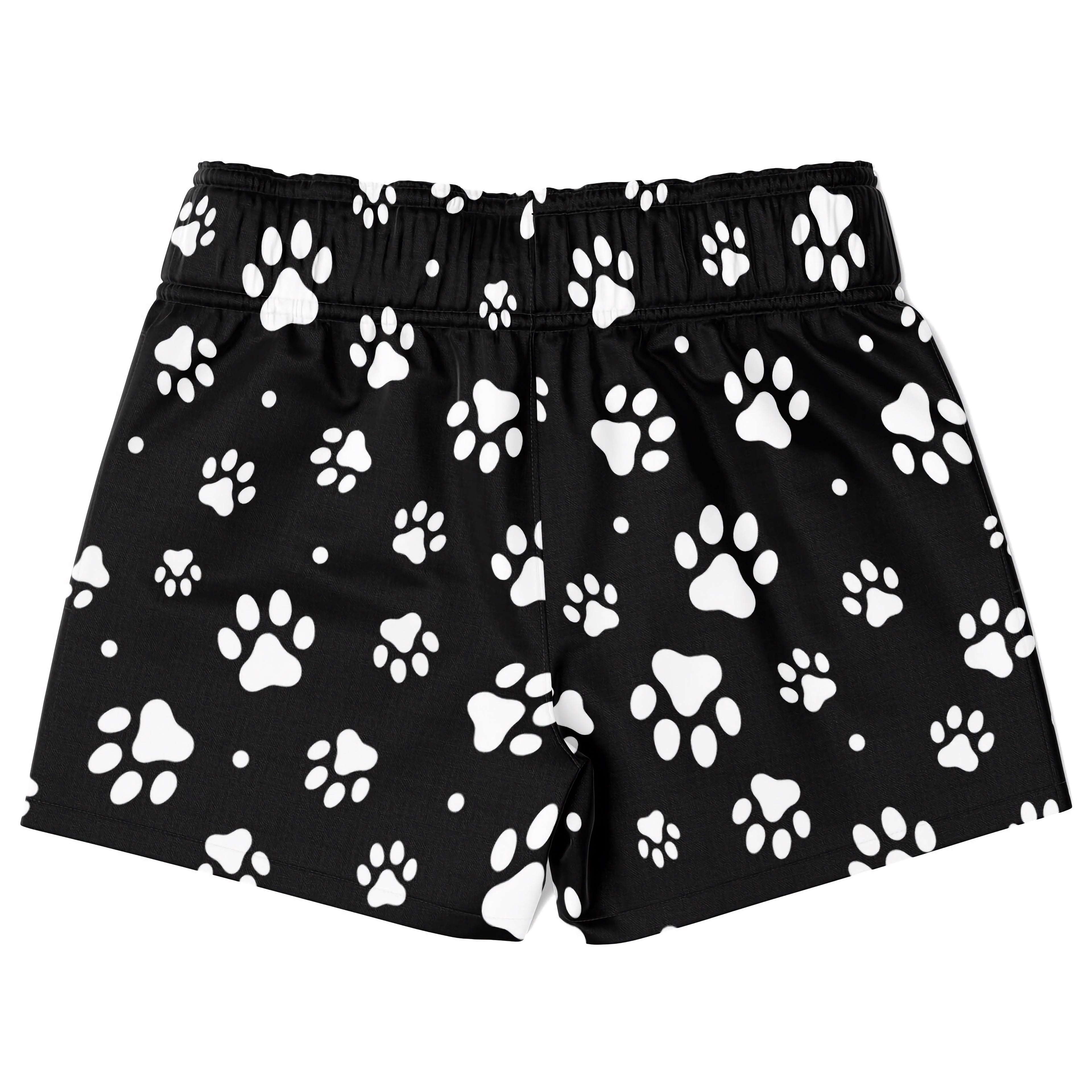 Boys Black And White Paw Print Quick Drying Swim Trunks