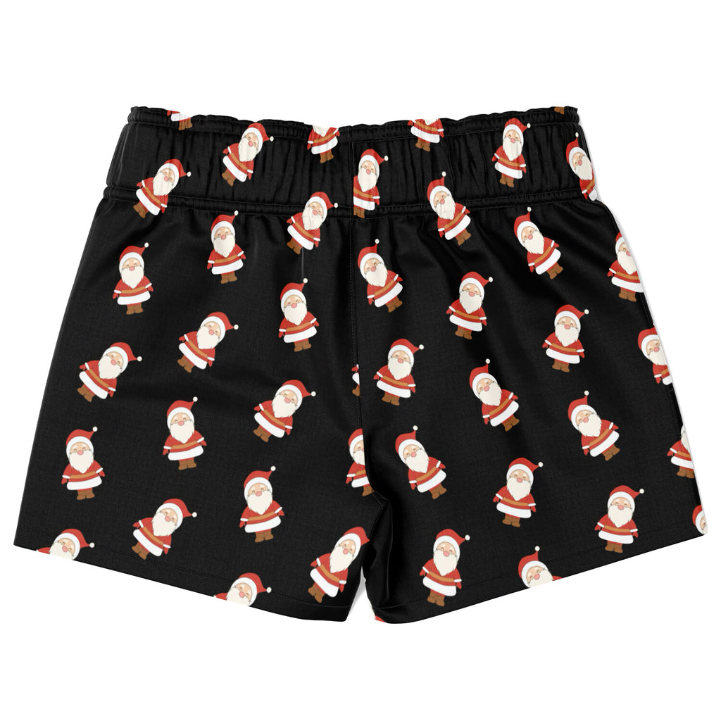Black boys santa claus christmas quick drying swim trunks with red and white cartoon santa pattern