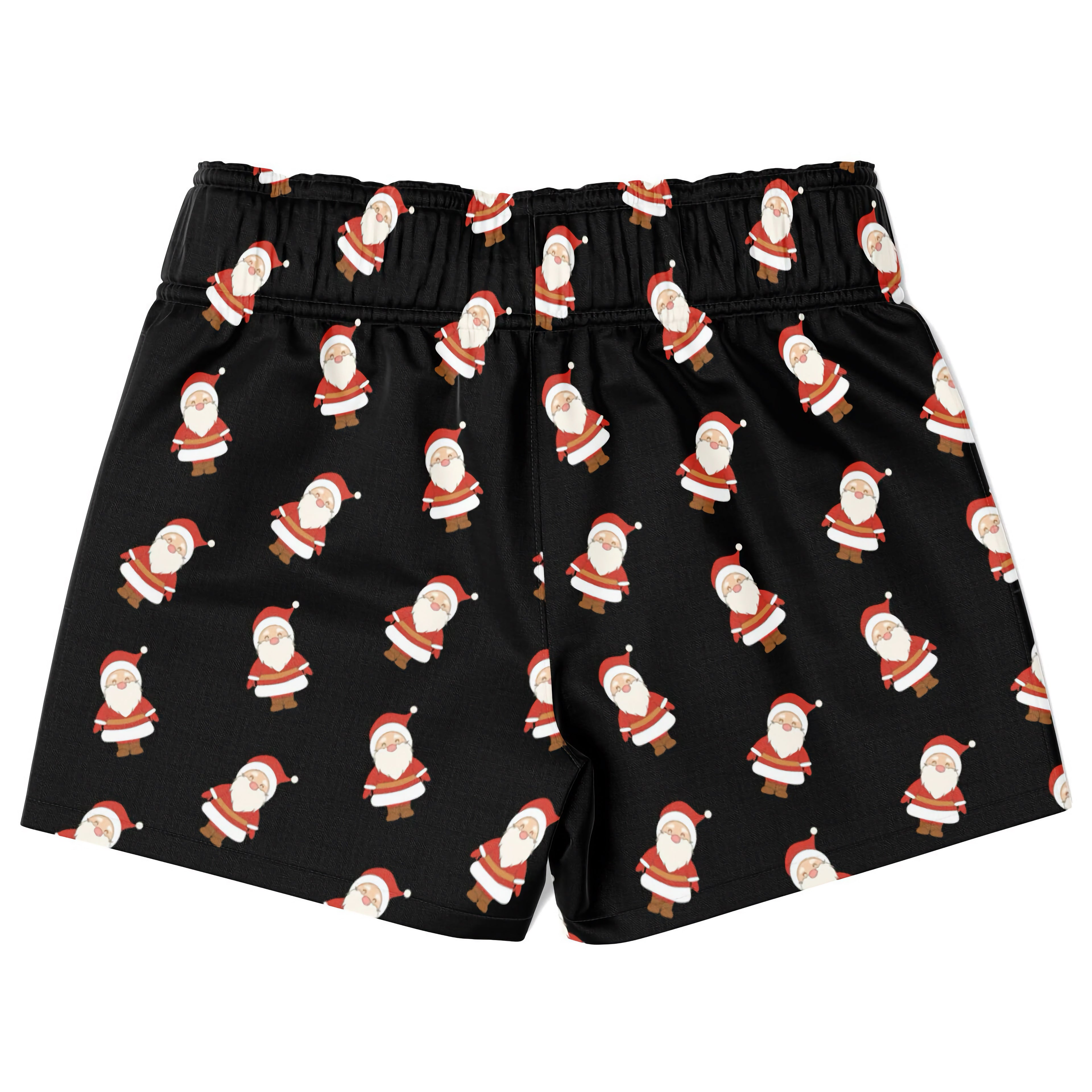 Black boys santa claus christmas quick drying swim trunks with red and white cartoon santa pattern