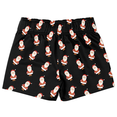 Black boys santa claus christmas quick drying swim trunks with red and white cartoon santa pattern