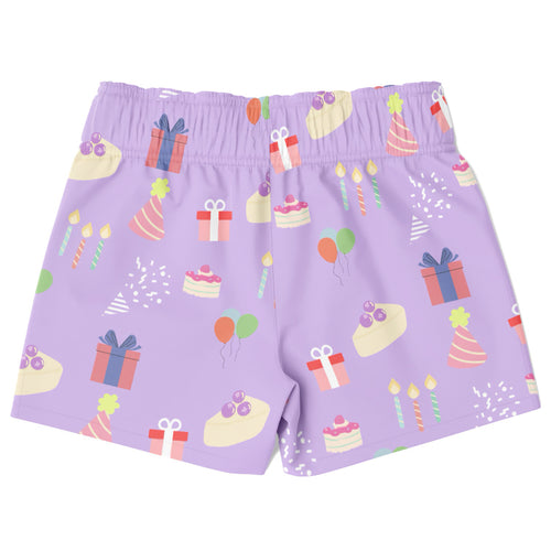Boys Birthday Party Purple Quick Drying Swim Trunks