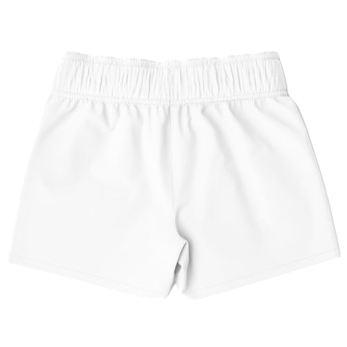 Boys white quick drying swim trunks made of soft cotton with elastic waistband for comfortable wear