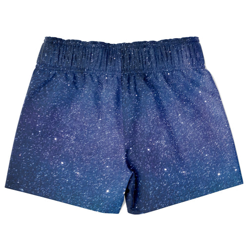 Boys realistic galaxy quick drying swim trunks blue galaxy print with stretchy elastic waistband for comfort
