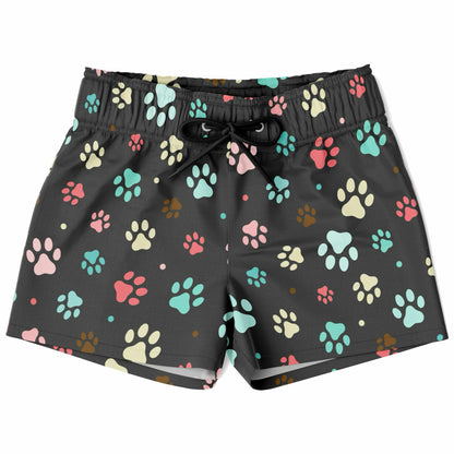Boys Colorful Paw Print Quick Drying Swim Trunks