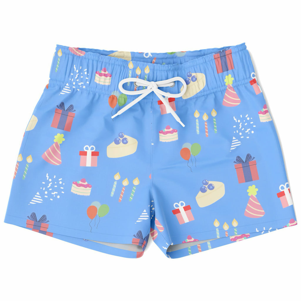 Boys Birthday Party Blue Quick Drying Swim Trunks