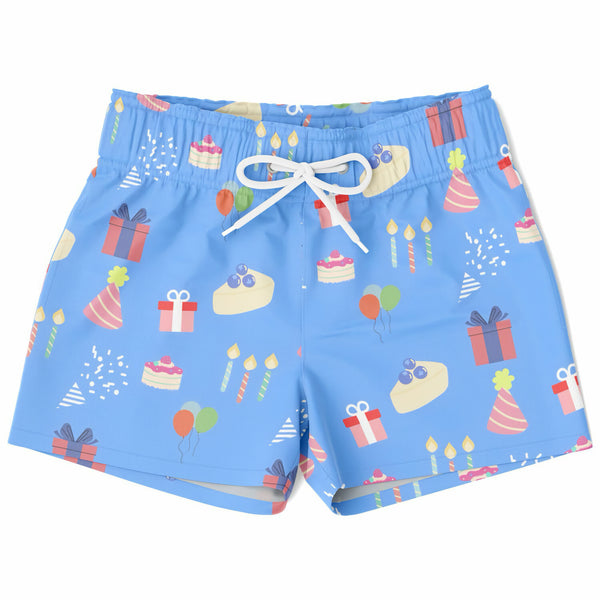 Boys Birthday Party Blue Quick Drying Swim Trunks