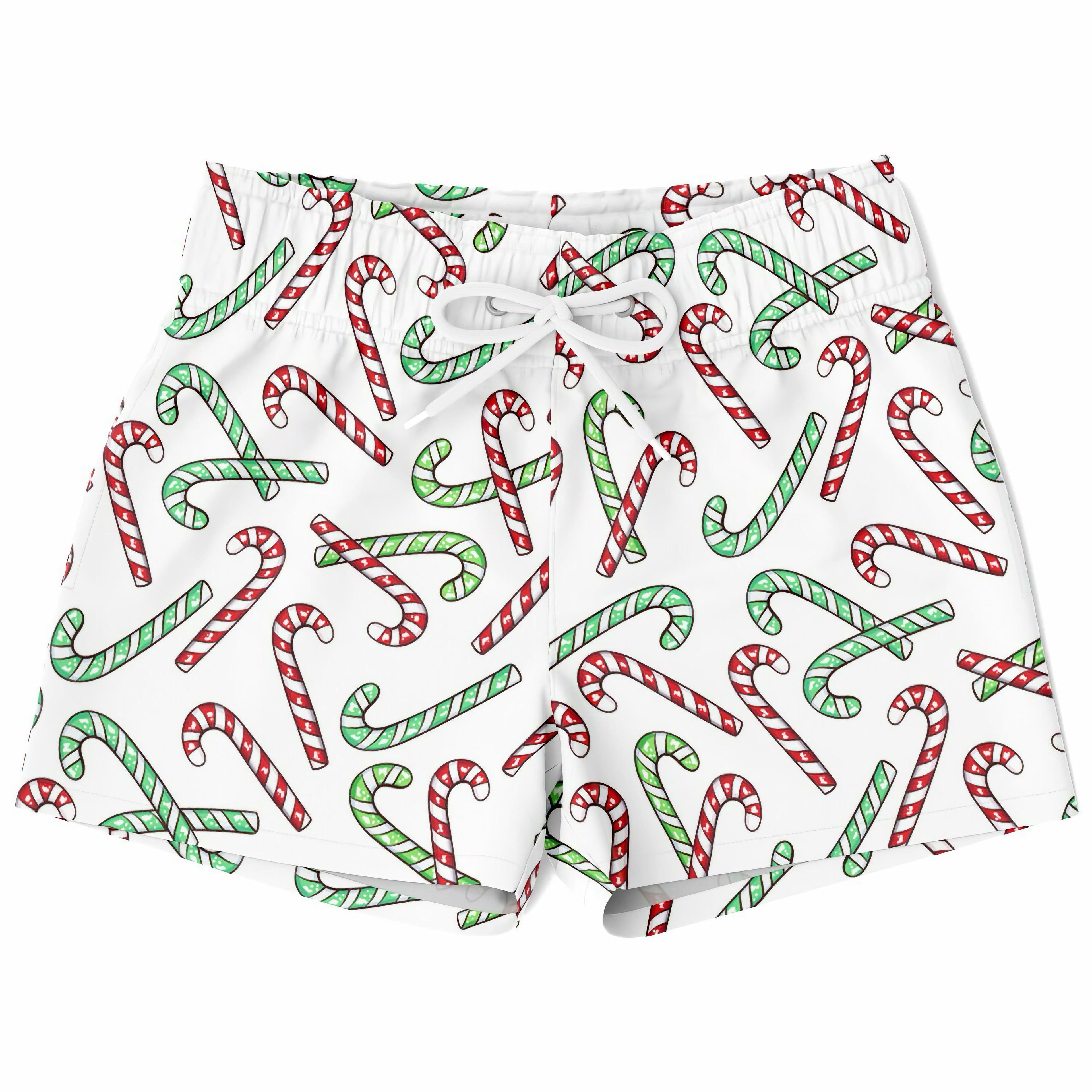 Boys Red & Green Candy Cane Christmas Quick Drying Swim Trunks