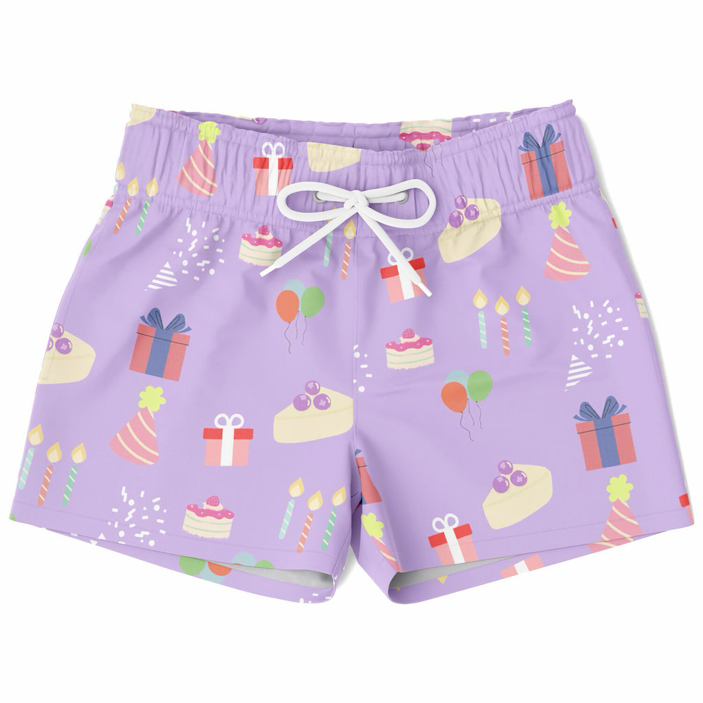 Boys Birthday Party Purple Quick Drying Swim Trunks