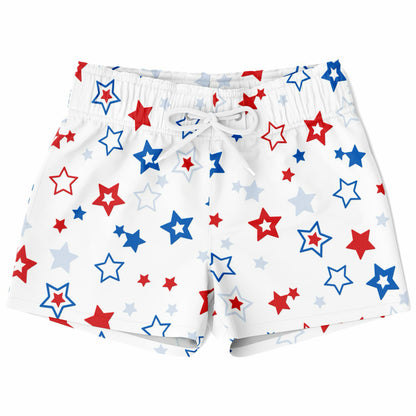 Boys Red White & Blue Star Quick Drying Swim Trunks