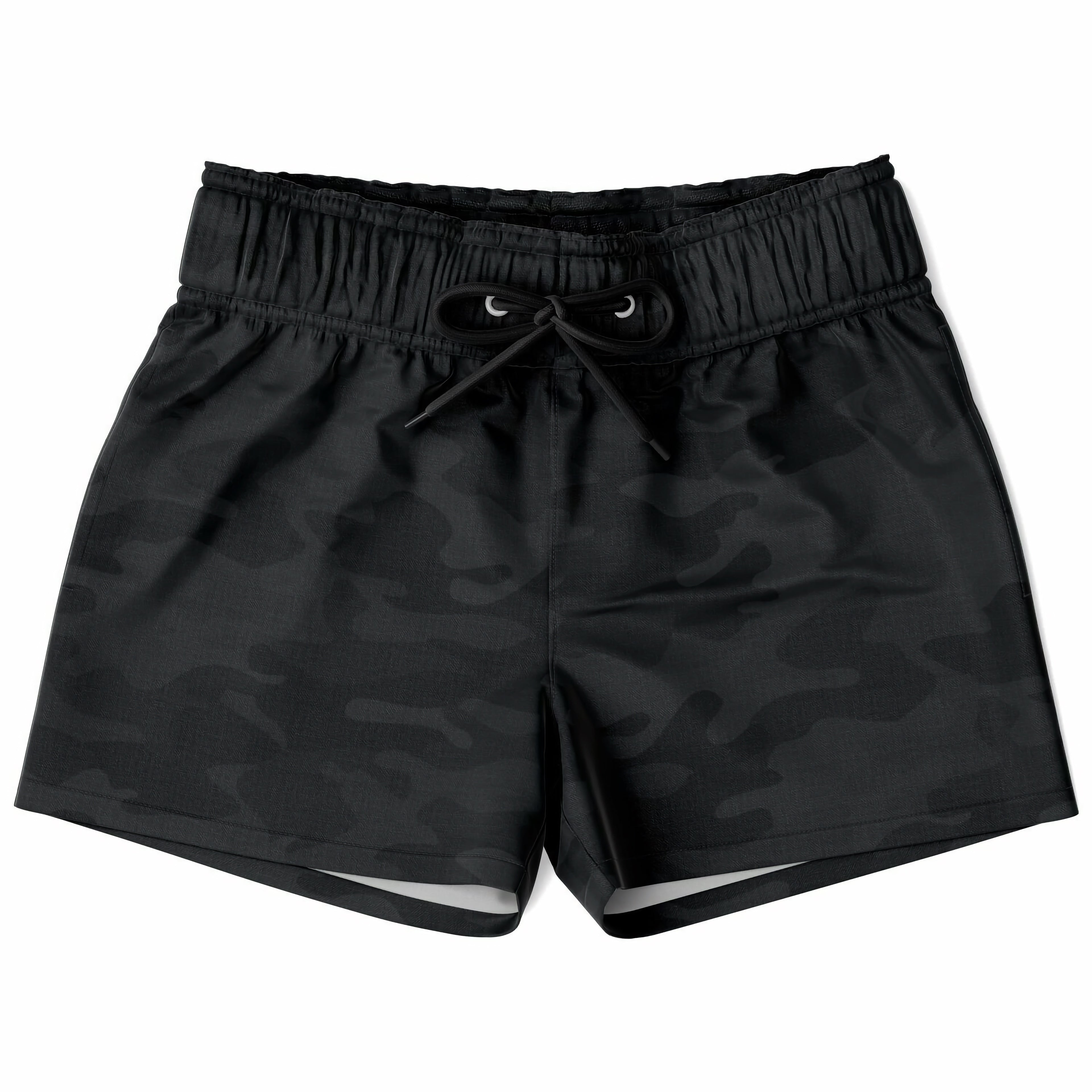 Boys Black Camouflage Quick Drying Swim Trunks