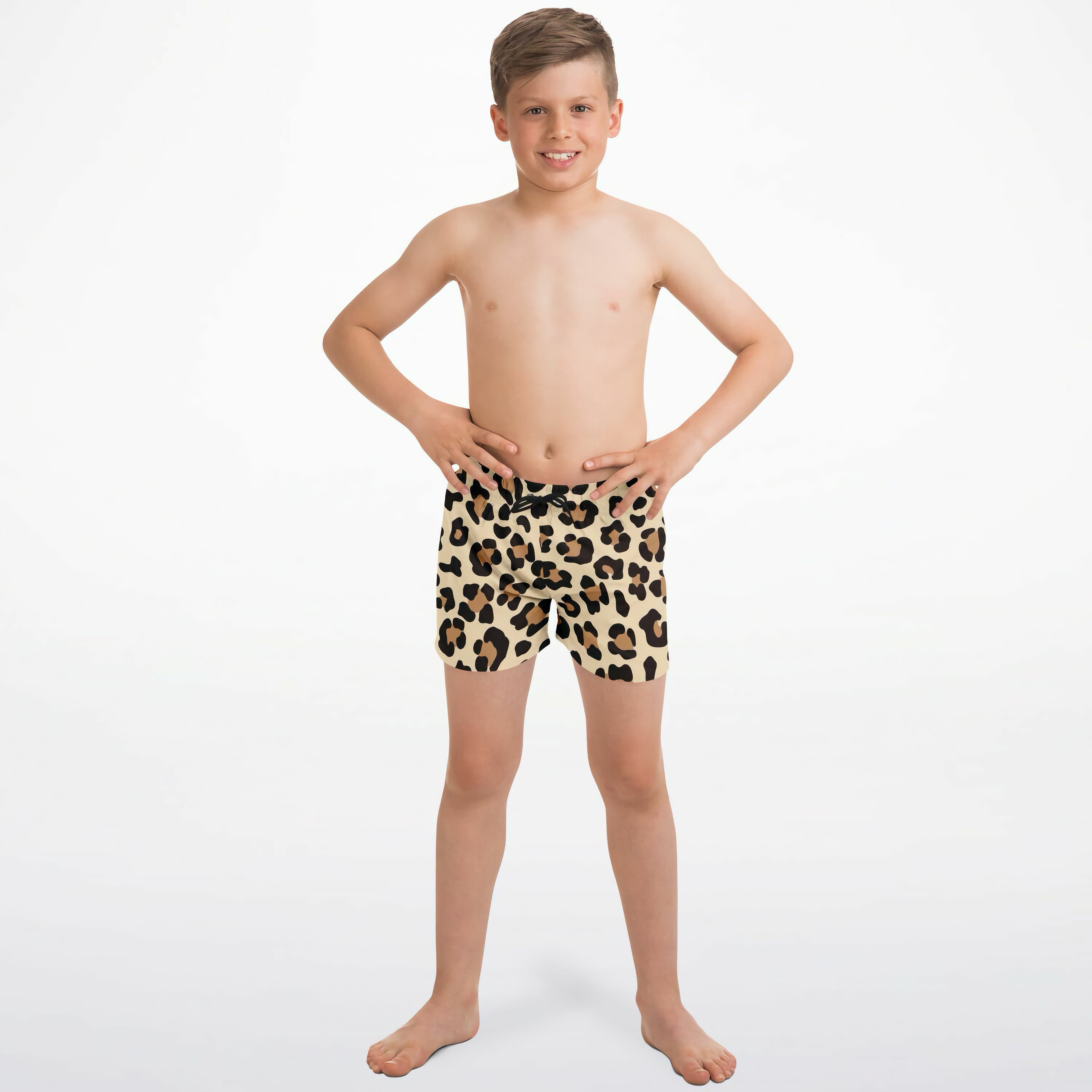 Boys Leopard Print Quick Drying Swim Trunks