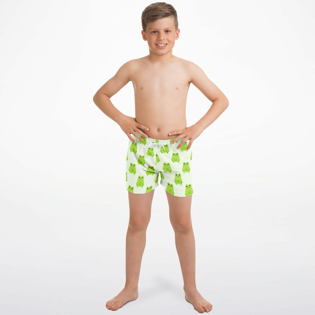 Boys Green Frog Quick Drying Swim Trunks