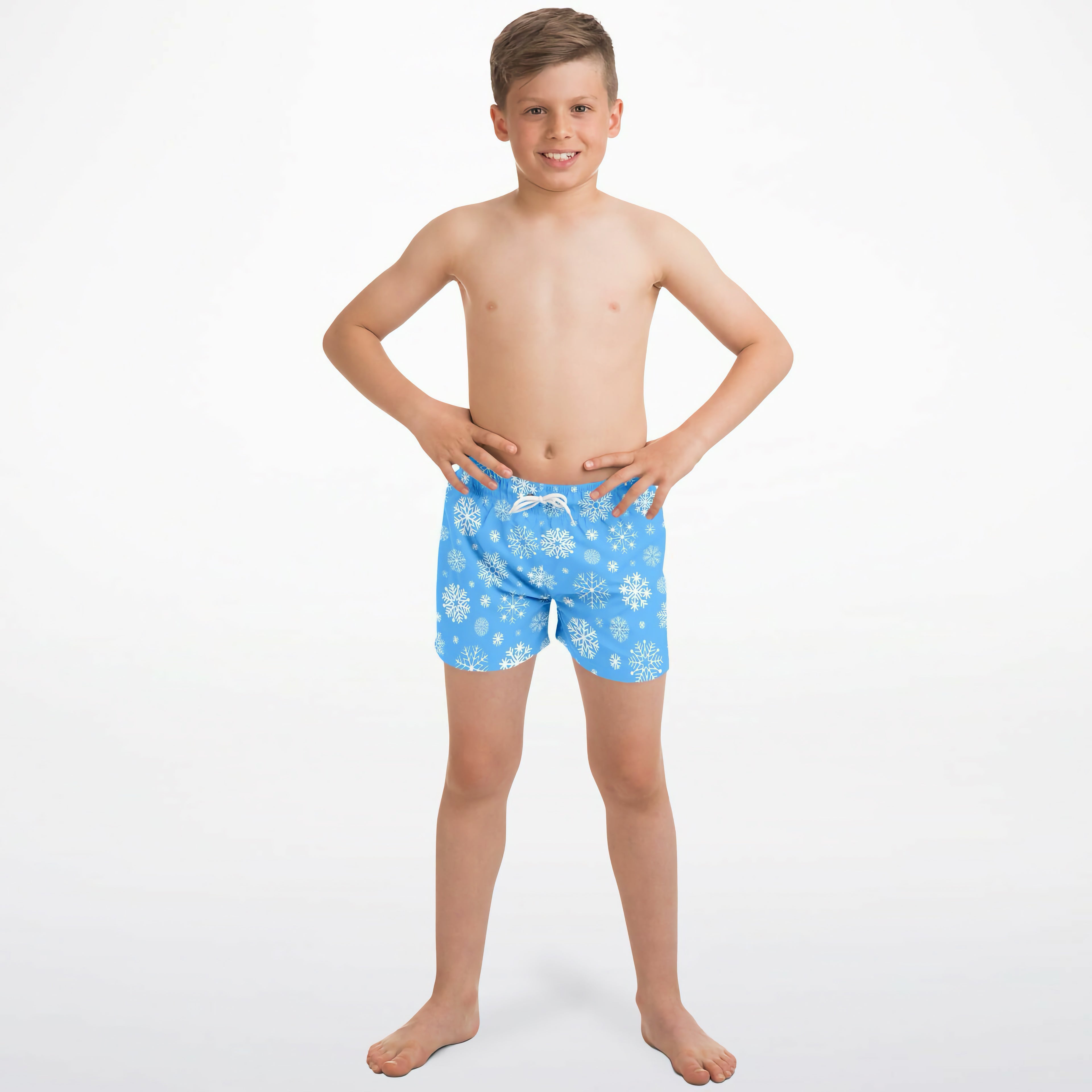 Boys Blue Snowflake Christmas Quick Drying Swim Trunks