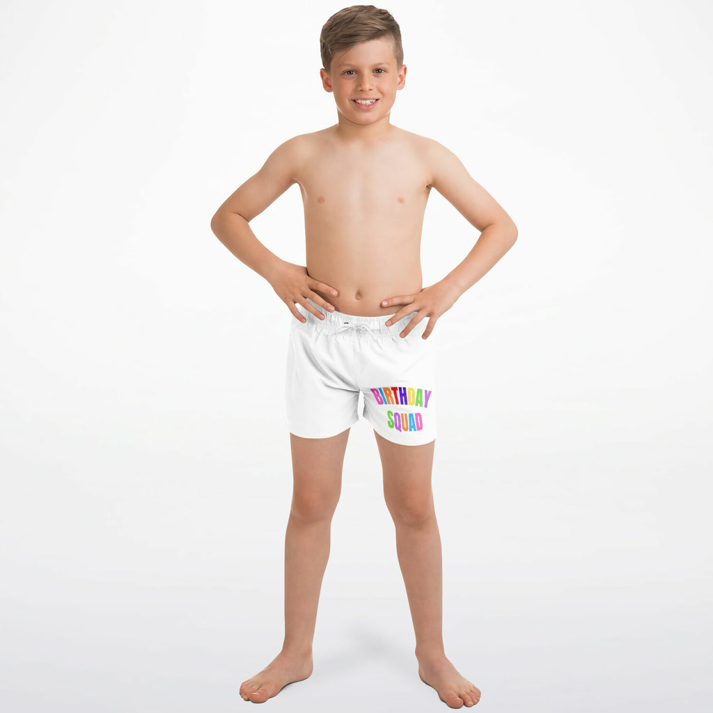 Boys Birthday Squad Quick Drying Swim Trunks