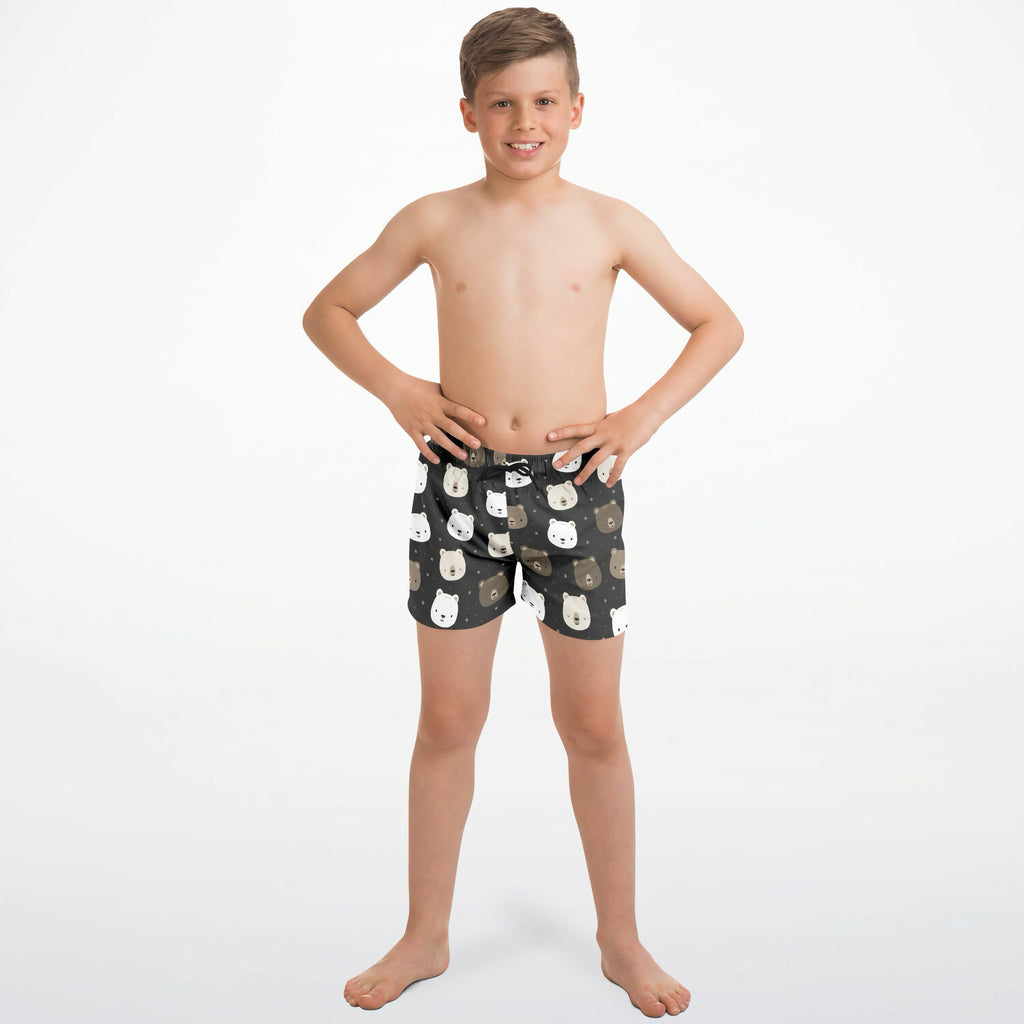 Boys Bear Face Quick Drying Swim Trunks