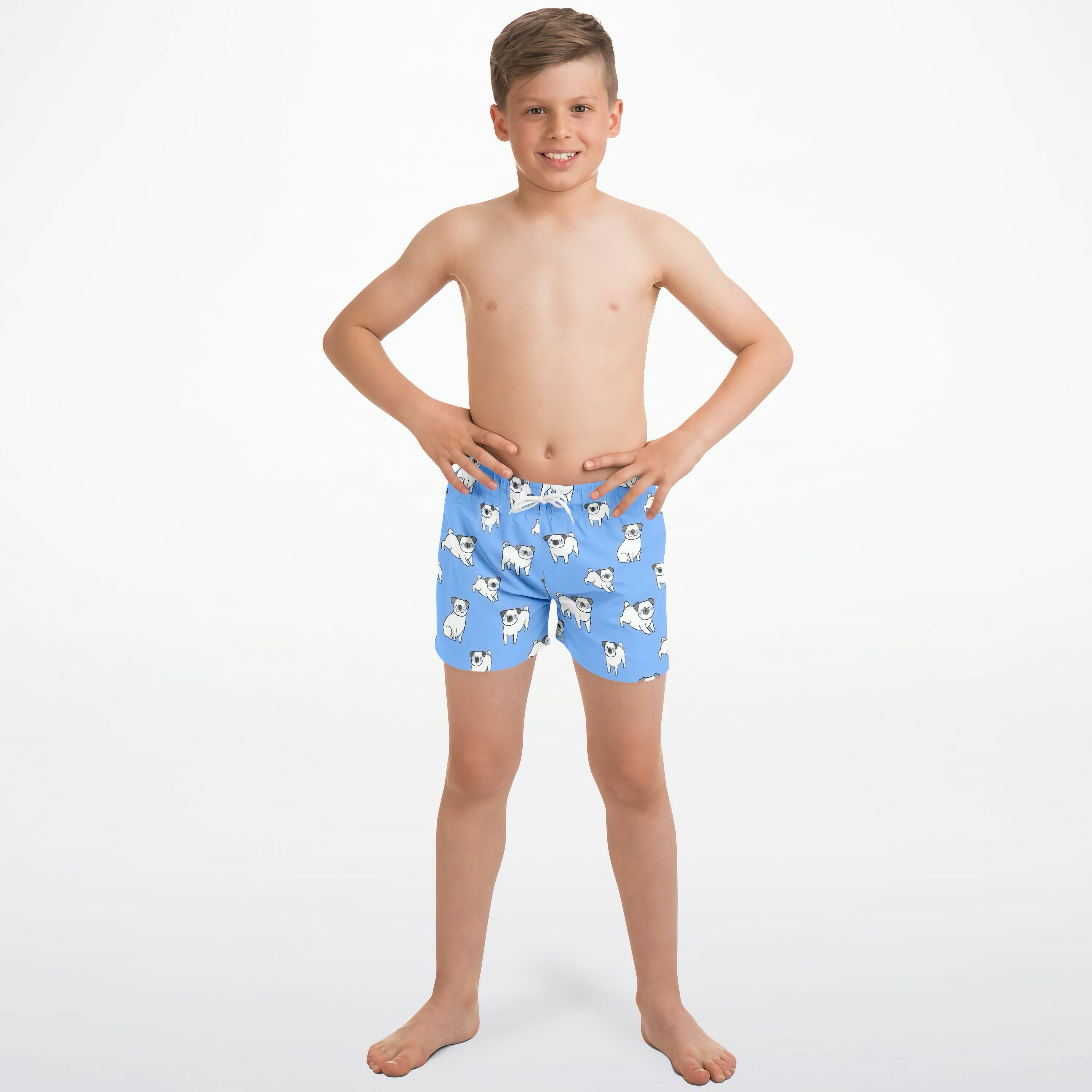 Boys Blue Pug Quick Drying Swim Trunks