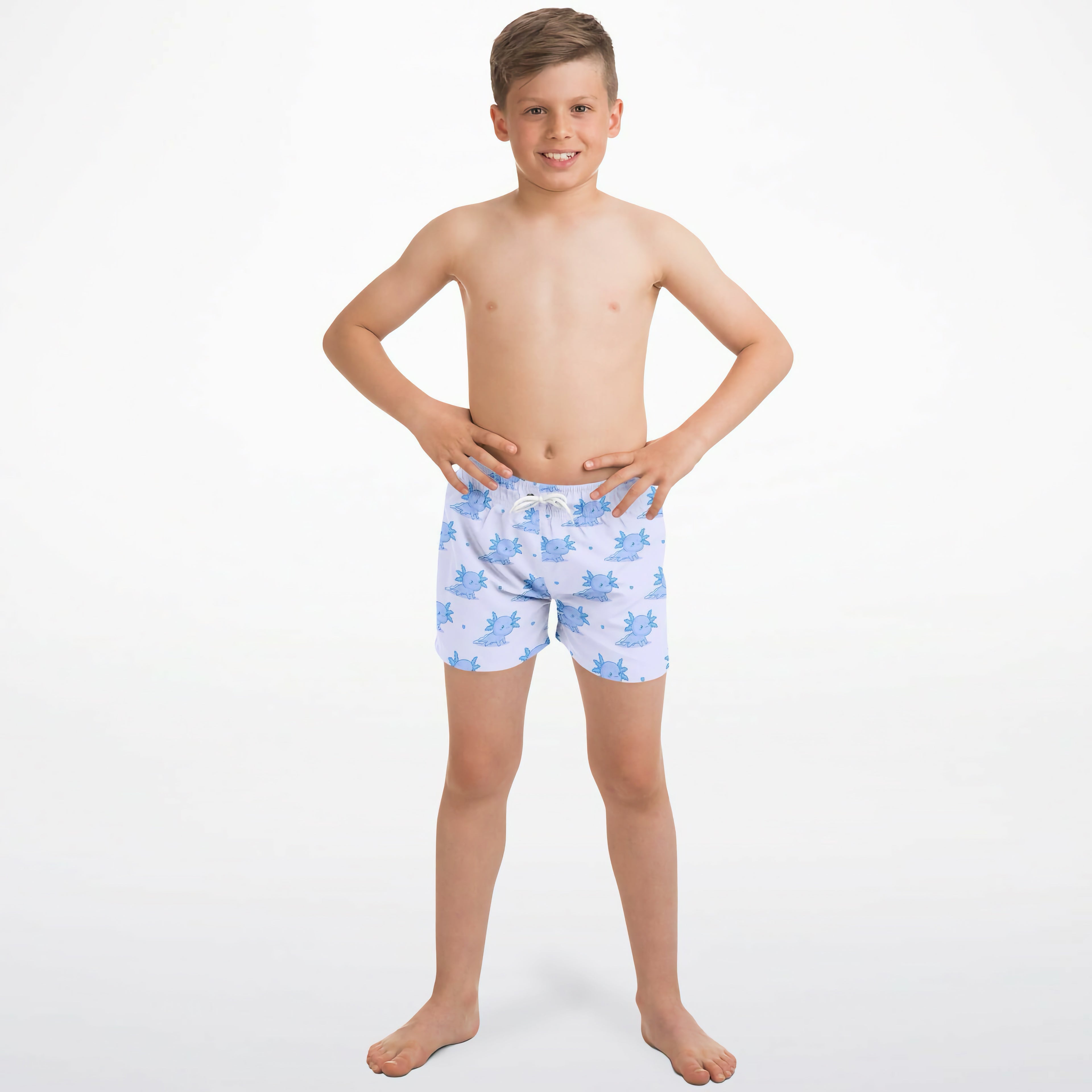 Boys Blue Axolotl Quick Drying Swim Trunks