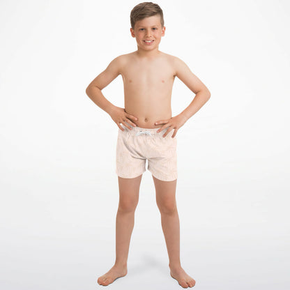 Boys Light Peach Palm Tree Quick Drying Swim Trunks