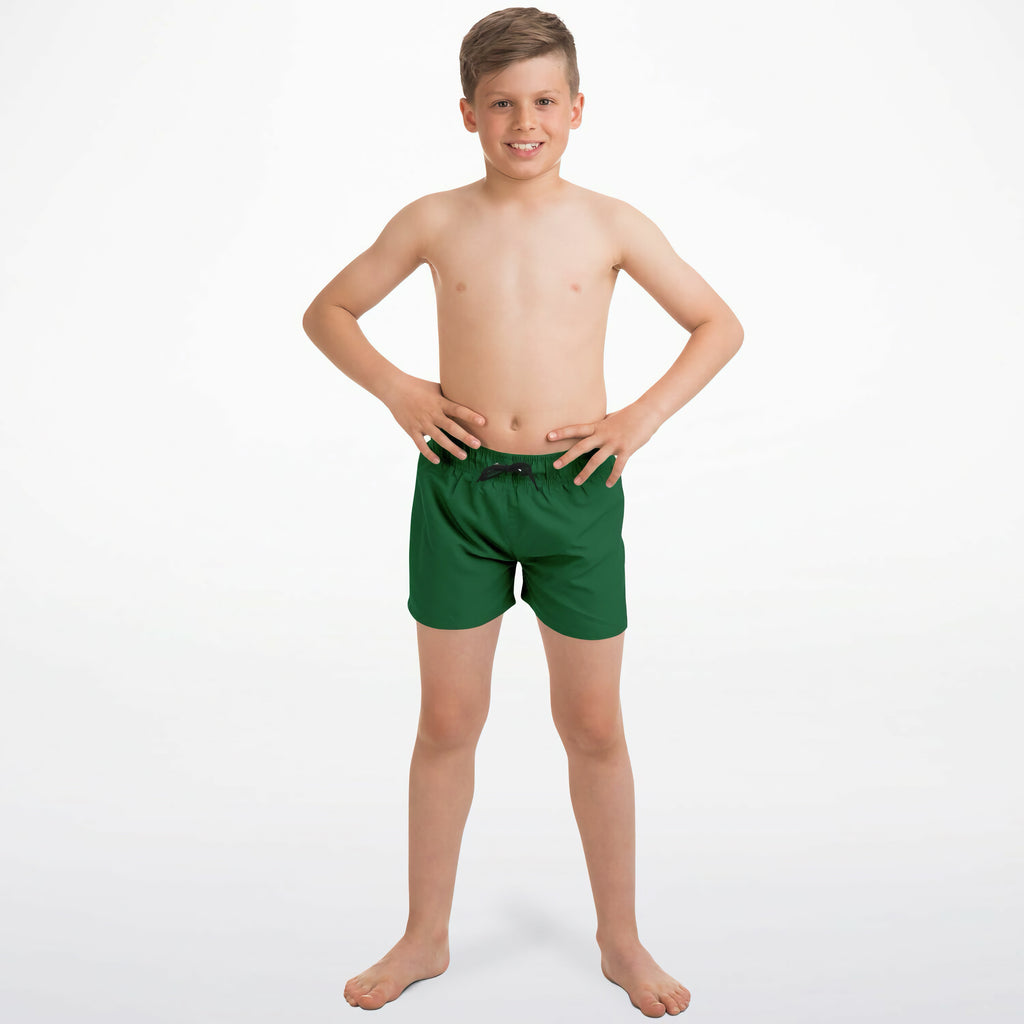 Boys Dark Green Quick Drying Swim Trunks