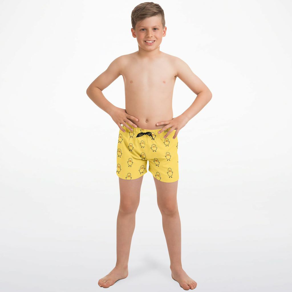 Boys Yellow Rubber Duck Quick Drying Swim Trunks