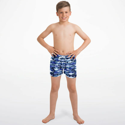 Boys Blue Shark Quick Drying Swim Trunks