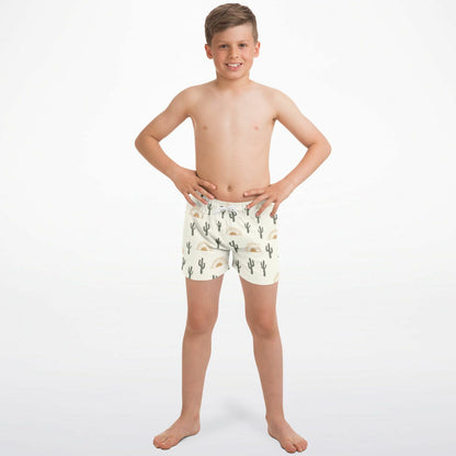Boys Cactus Desert Sunrise Quick Drying Swim Trunks