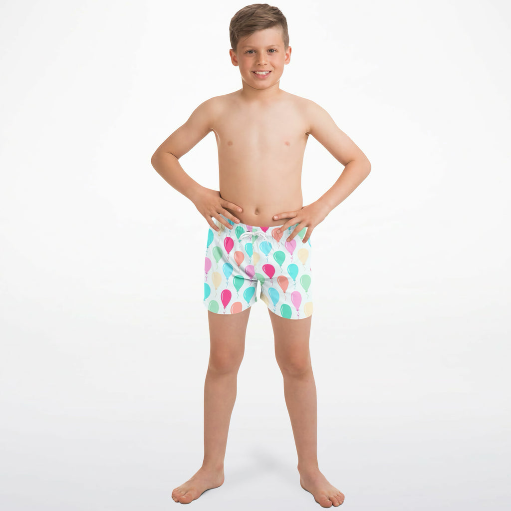 Boys Colorful Birthday Balloon Quick Drying Swim Trunks