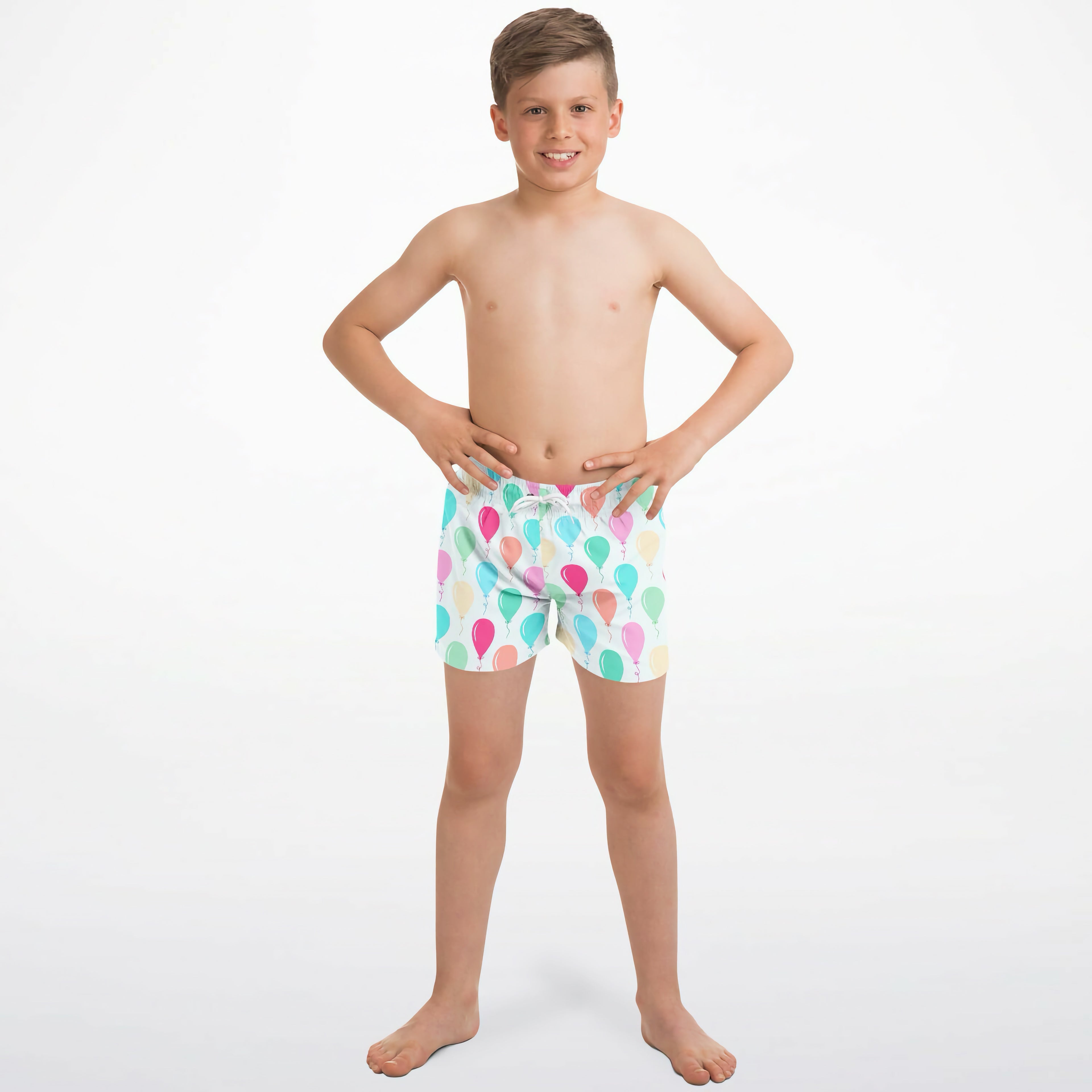 Boys Colorful Birthday Balloon Quick Drying Swim Trunks
