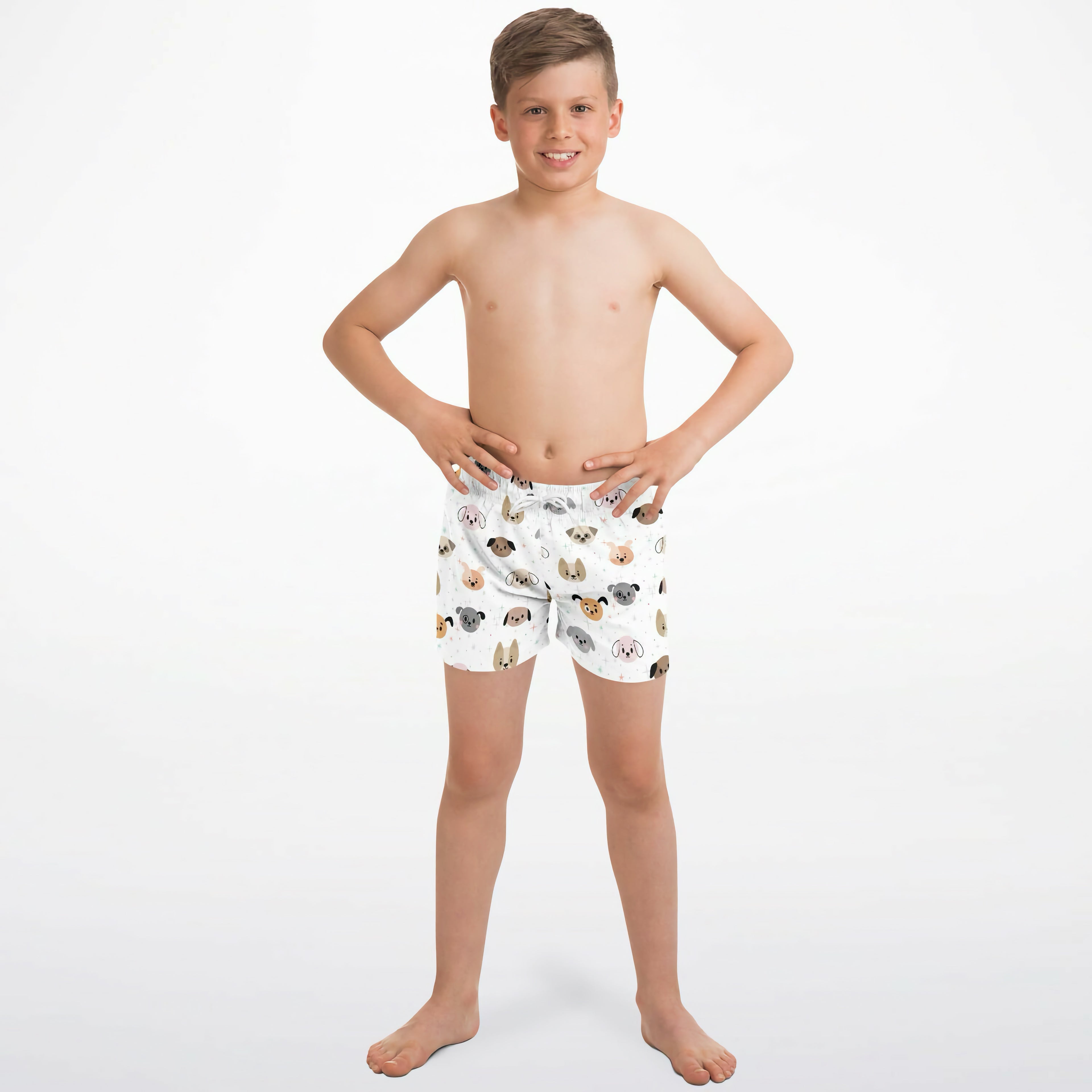Boys Dog Face Quick Drying Swim Trunks